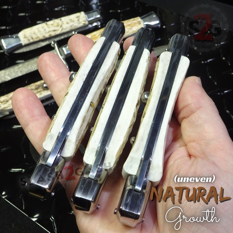 Swinguard Stiletto Knife Rare Italian Automatic - Stag Antler 440C Knife-Auto - Tophatter Daily Deals