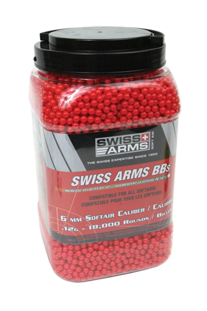 Soft Air Swiss Arms 18,000 ct. Jar Red Airsoft BBs (6mm, 0.12g) - Tophatter's Army Products & Self Defense Collectible Weapons - Tophatter Daily Deals