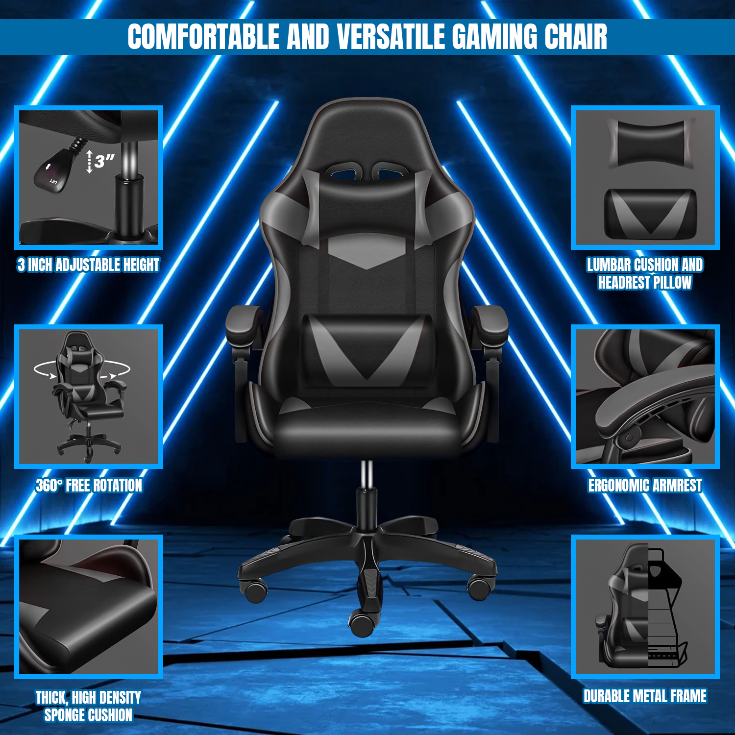 Computer Gaming Office Chair – Executive Style Gamer Chair with Wheels for Home & Office Office Chairs - Tophatter Daily Deals