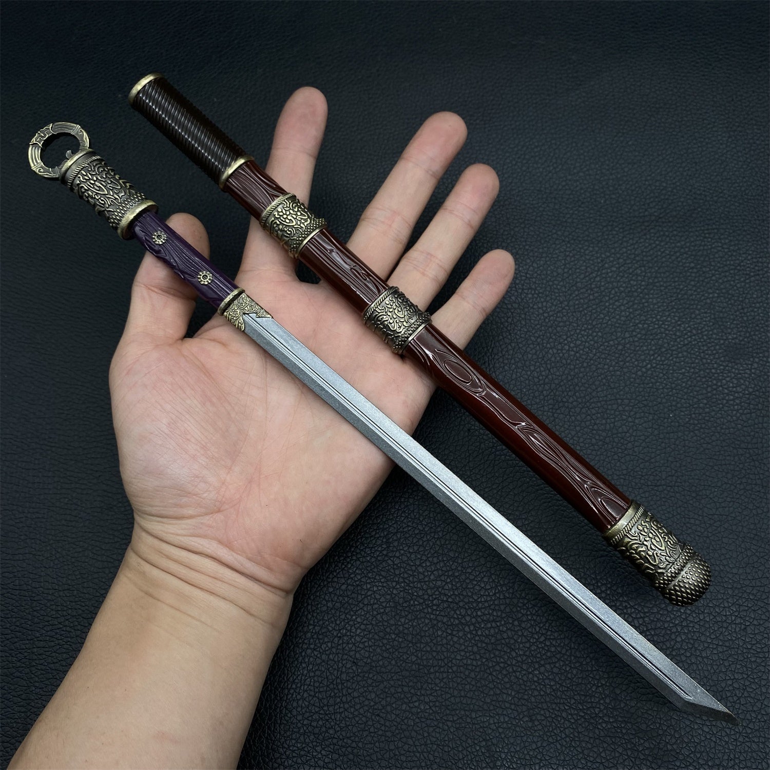 Chinese Style Swords Metal Tiny Sword Replicas Ring-Pommeled Knife - Tophatter Daily Deals
