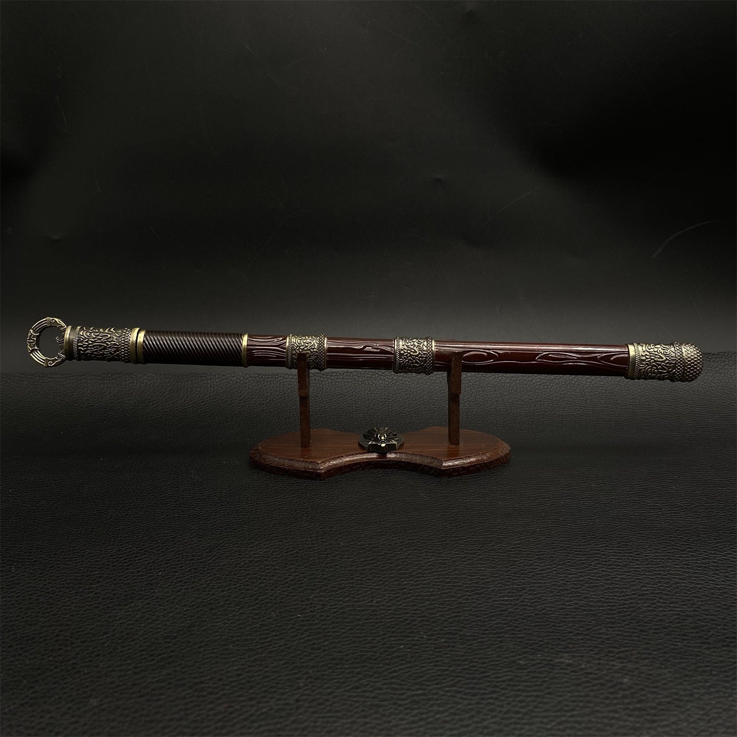 Chinese Style Swords Metal Tiny Sword Replicas Ring-Pommeled Knife & Stand - Tophatter Daily Deals