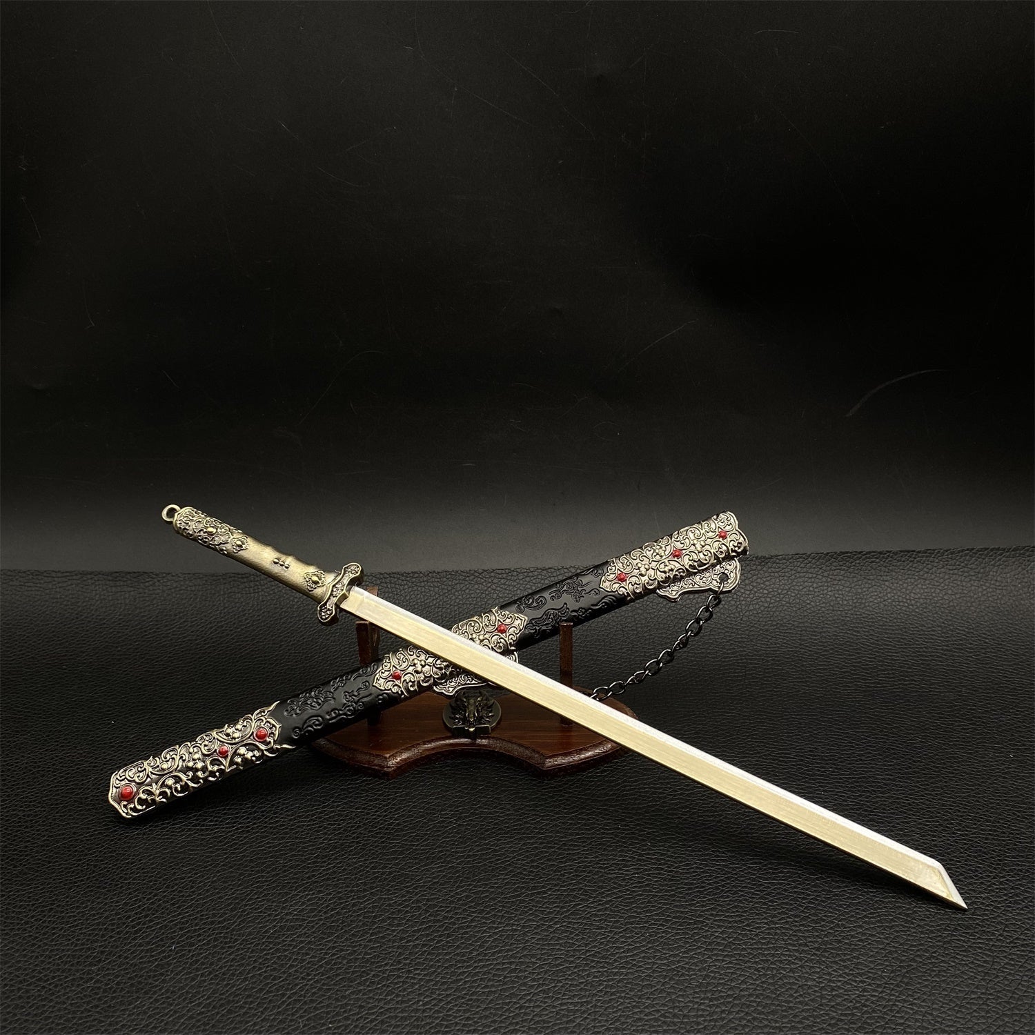 Chinese Style Swords Metal Tiny Sword Replicas General Sword & Stand - Tophatter Daily Deals