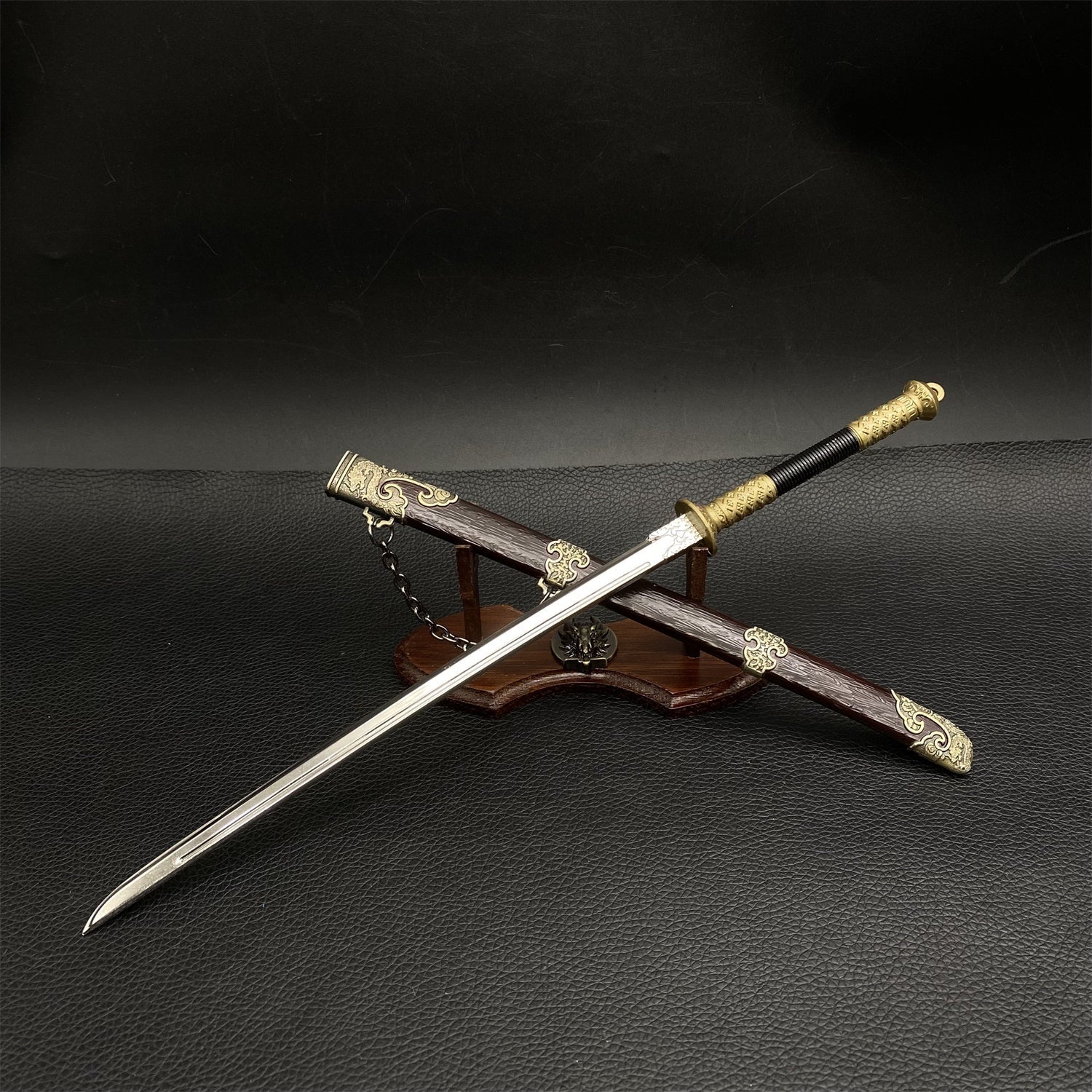 Chinese Style Swords Metal Tiny Sword Replicas Miao Dao & Stand - Tophatter Daily Deals