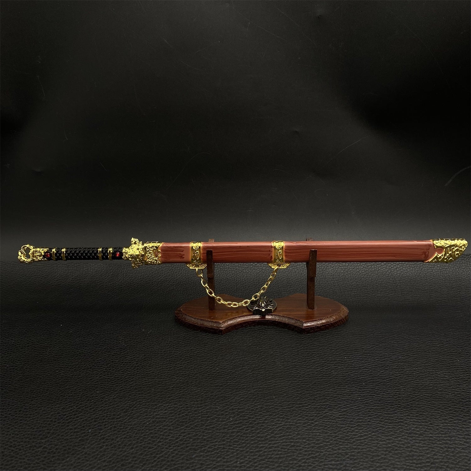 Chinese Style Swords Metal Tiny Sword Replicas Golden TangHen Dao & Stand - Tophatter Daily Deals