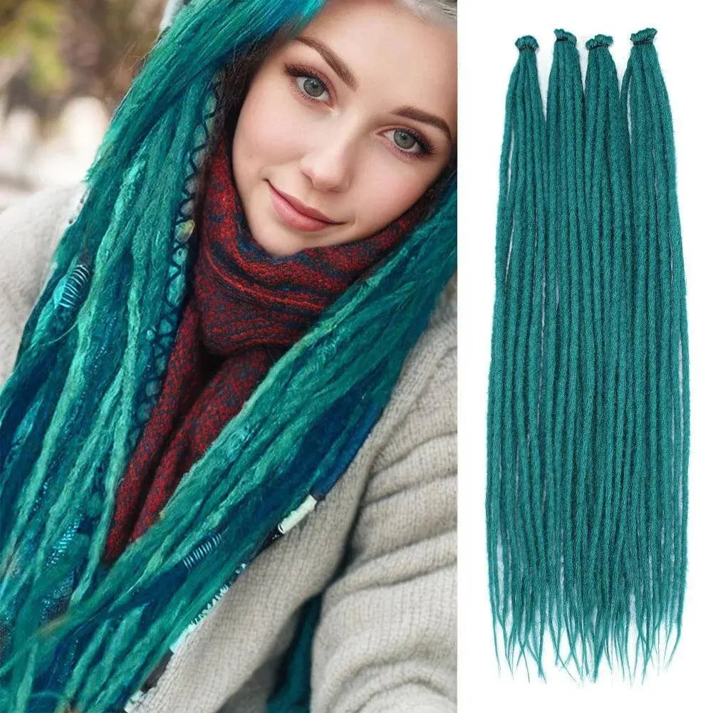 Synthetic Dreadlock Wigs Double 10 Strands 24Inch Wigs For Wonmen Dreadlock Extensions Hairpiece For Daily Use Wigs Blue Green blue-green 24inches 10Pcs Lot - Tophatter Daily Deals