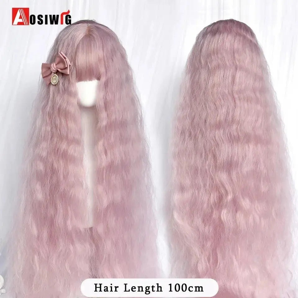 Synthetic Red Long Curly Double ponytail Lolita Cosplay Halloween Wig Female Wig with Ponytail Natural Fake Hair For Women - Tophatter Daily Deals