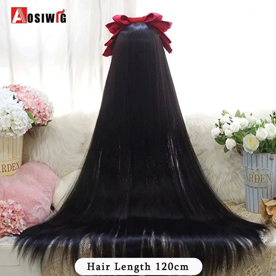 Synthetic Red Long Curly Double ponytail Lolita Cosplay Halloween Wig Female Wig with Ponytail Natural Fake Hair For Women 23 - Tophatter Daily Deals