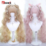 Synthetic Red Long Curly Double ponytail Lolita Cosplay Halloween Wig Female Wig with Ponytail Natural Fake Hair For Women - Tophatter Daily Deals