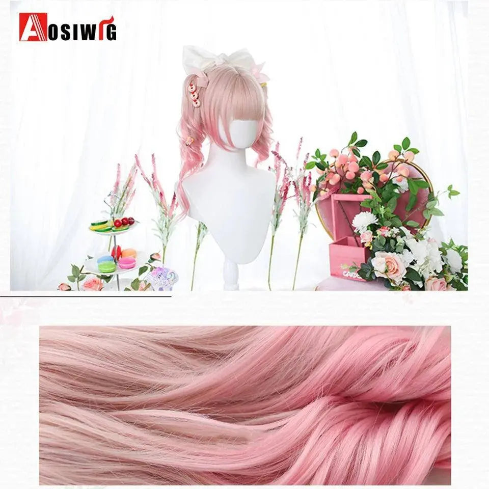 Synthetic Red Long Curly Double ponytail Lolita Cosplay Halloween Wig Female Wig with Ponytail Natural Fake Hair For Women - Tophatter Daily Deals