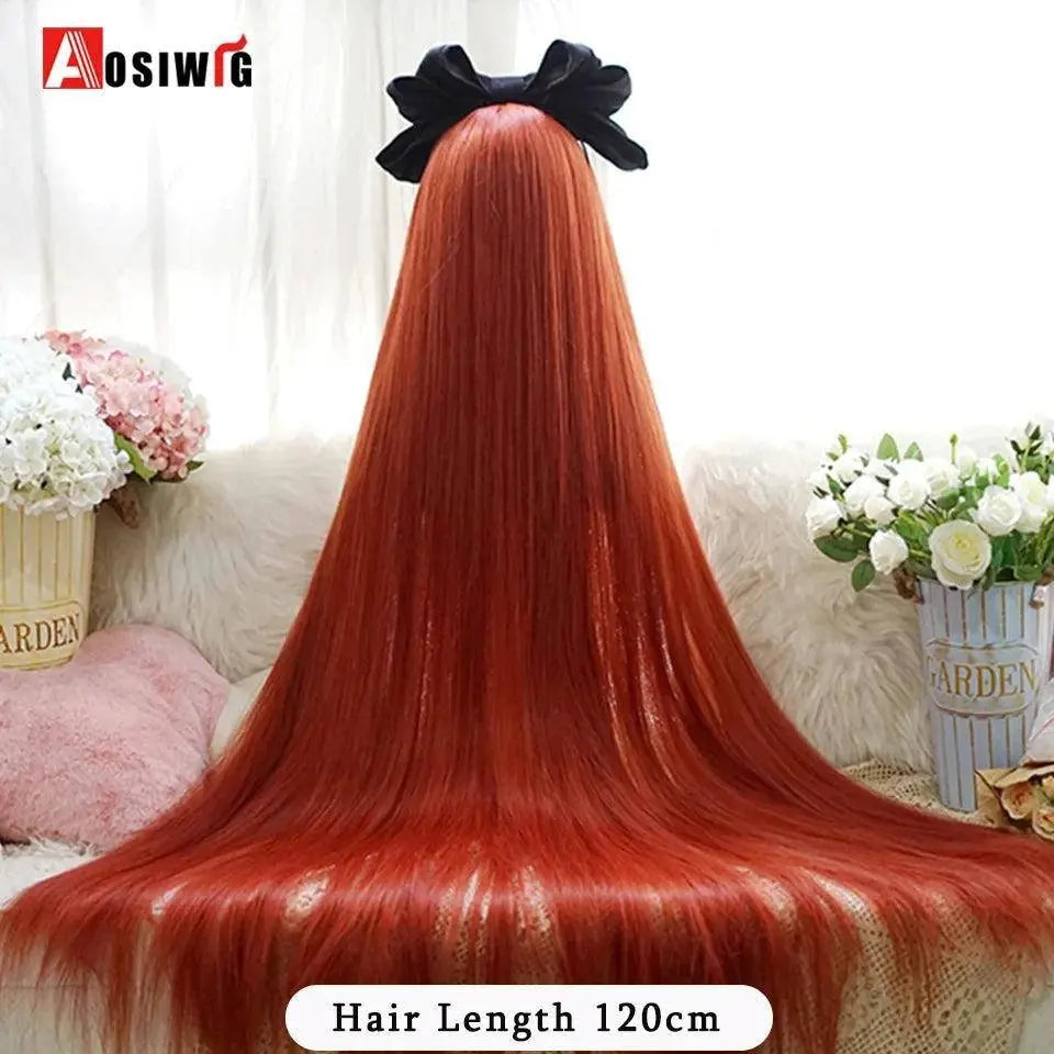 Synthetic Red Long Curly Double ponytail Lolita Cosplay Halloween Wig Female Wig with Ponytail Natural Fake Hair For Women - Tophatter Daily Deals