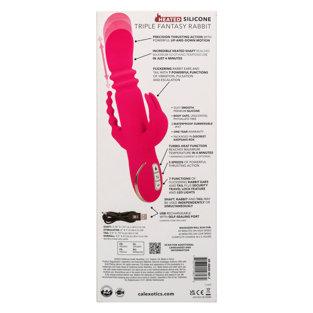 Jack Rabbit Signature Heated Silicone Triple Fantasy Rabbit Vibrator Pink > Vibrators > Ladies > Rabbit Multi - Tophatter Daily Deals
