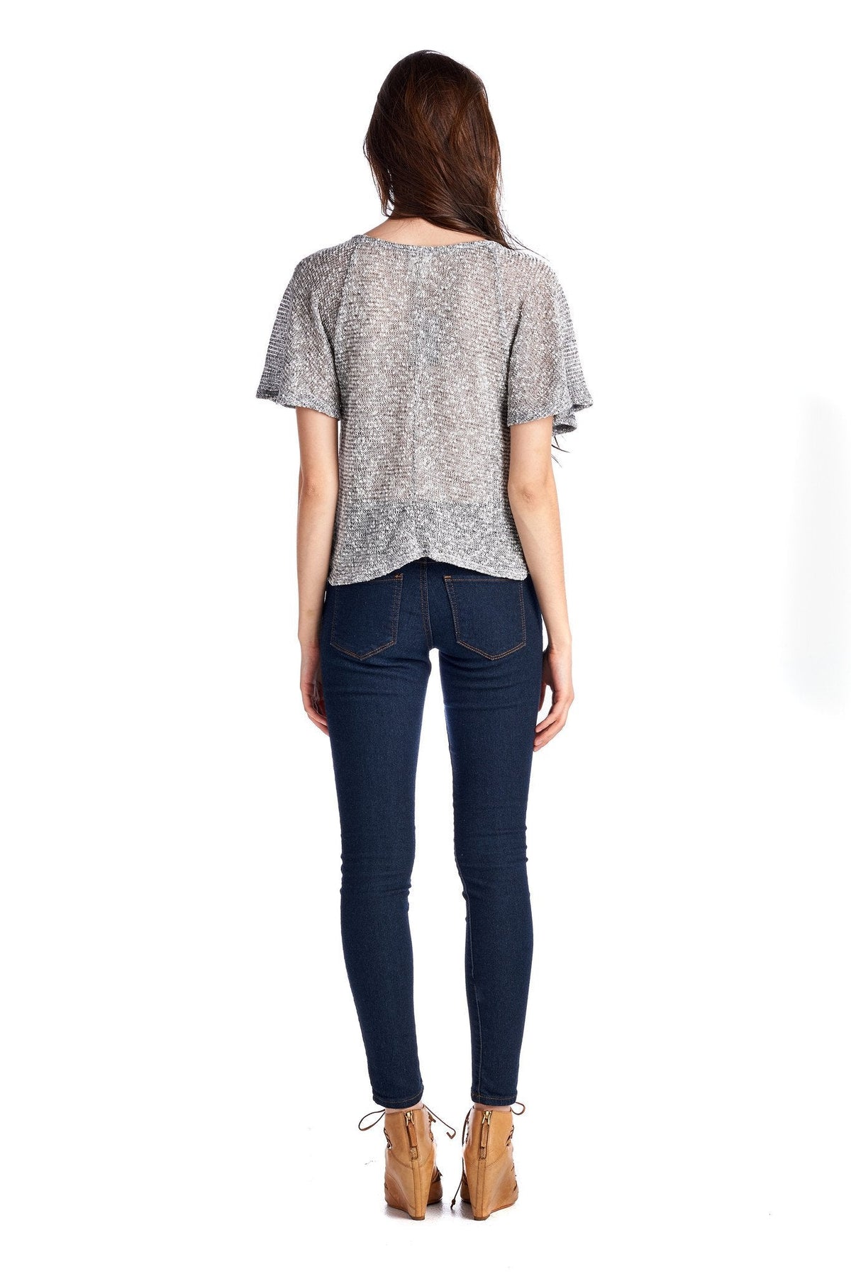 Women's Embellished Flutter Sleeve Top Tops - Tophatter Daily Deals