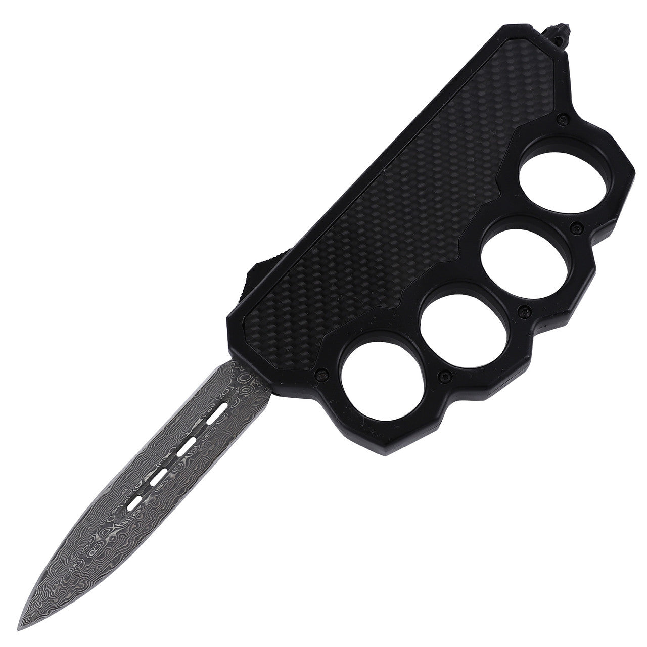 Damascus Steel Automatic Dual Action OTF Knuckle Trench Style Knife - Tophatter's Army Products & Self Defense Collectible Weapons - Tophatter Daily Deals