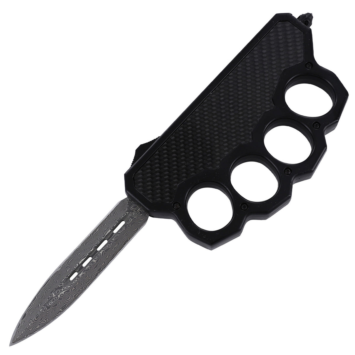 Damascus Steel Automatic Dual Action OTF Knuckle Trench Style Knife - Tophatter's Guns'N'Weapons Store - FREE SHIPPING Collectible Weapons - Tophatter Daily Deals