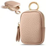 Mini Zip Coin Purse with Key Ring, Pebbled Leather Pink Handbags & Wallets - Tophatter Daily Deals