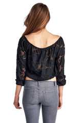 Women's 3/4 Three Quarter Sleeve Burnout Crop Top Tops - Tophatter Daily Deals