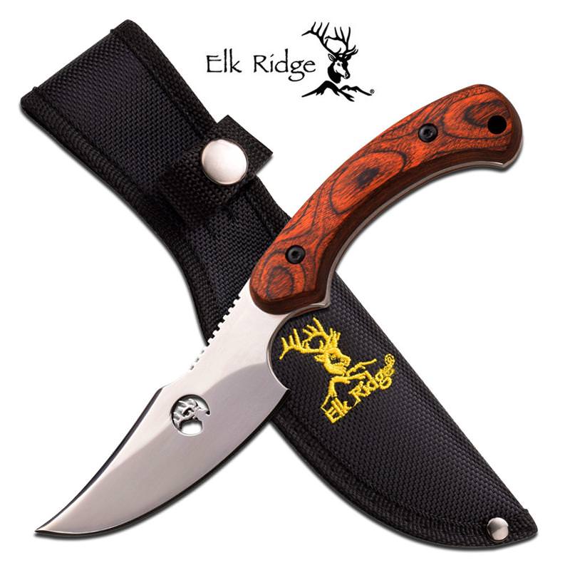 Elk Ridge Full Tang Brown Pakkawood Skinning Knife Collectible Weapons - Tophatter Daily Deals