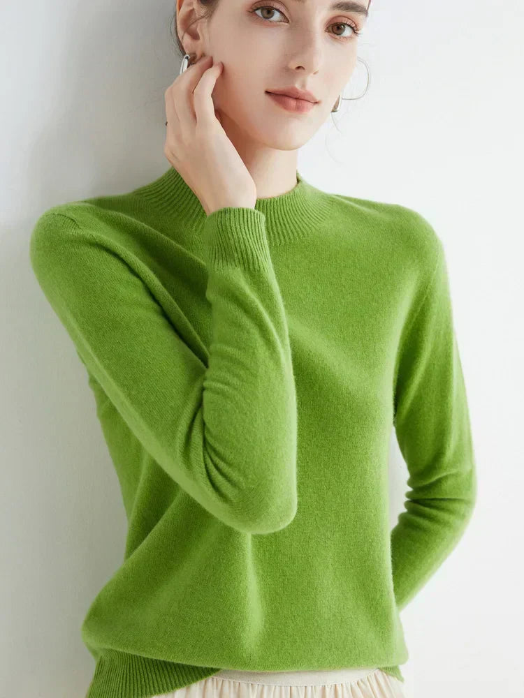 Soft Classic Women’s Pullover - Mock Neck, Wool, Work Green - Tophatter Daily Deals
