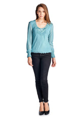 Women's Long Sleeve Mesh Top Tops - Tophatter Daily Deals