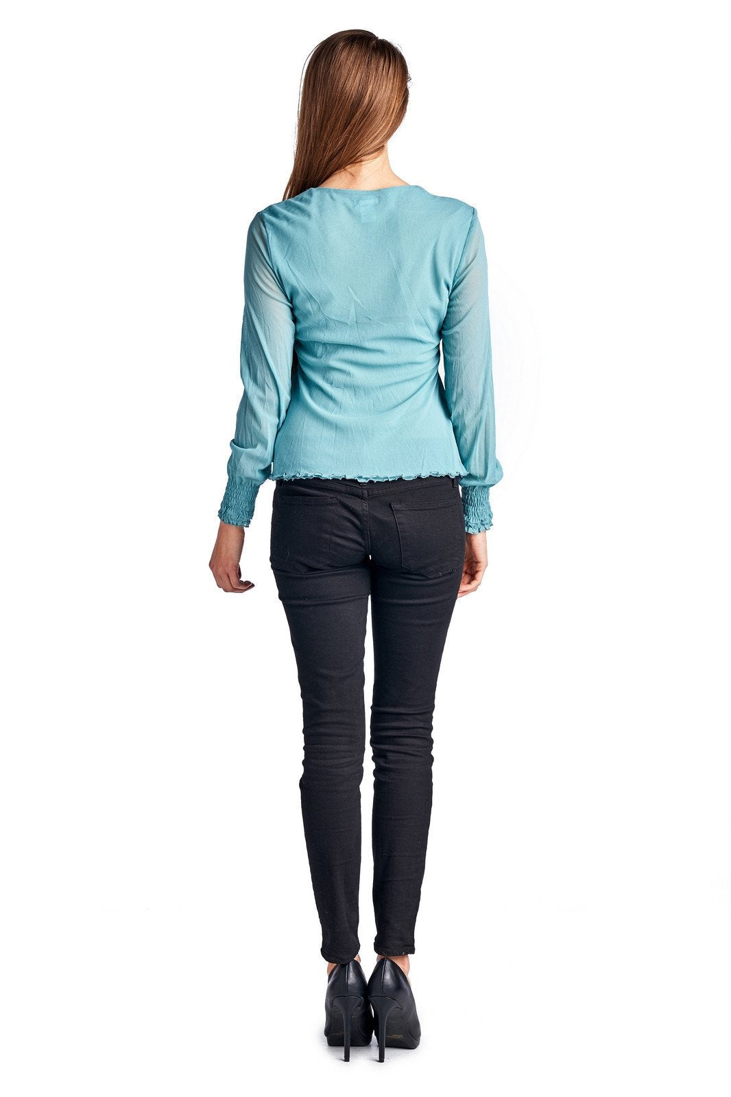 Women's Long Sleeve Mesh Top Tops - Tophatter Daily Deals