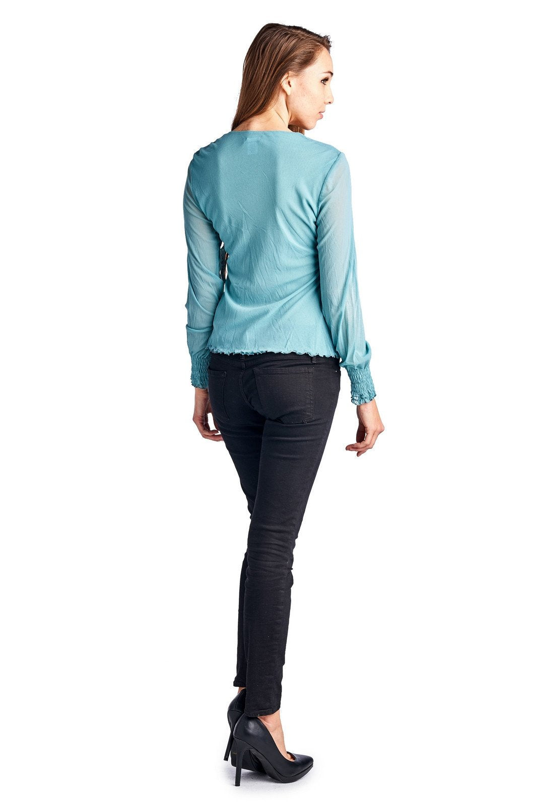 Women's Long Sleeve Mesh Top Tops - Tophatter Daily Deals