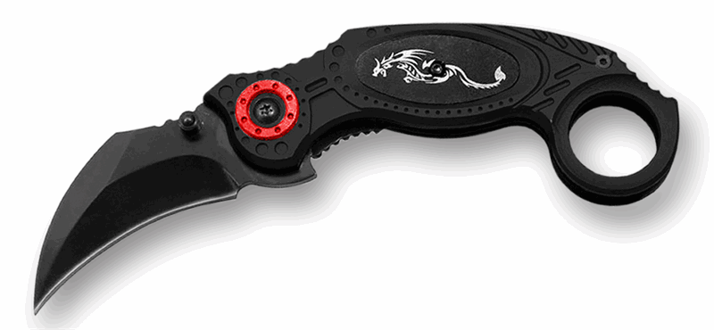 Black Handle Dragon Karambit Assisted Opening Pocket Knife - Tophatter Daily Deals