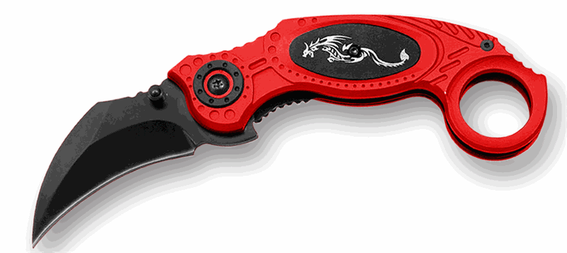 Red Handle Dragon Karambit Assisted Opening Pocket Knife - Tophatter Daily Deals