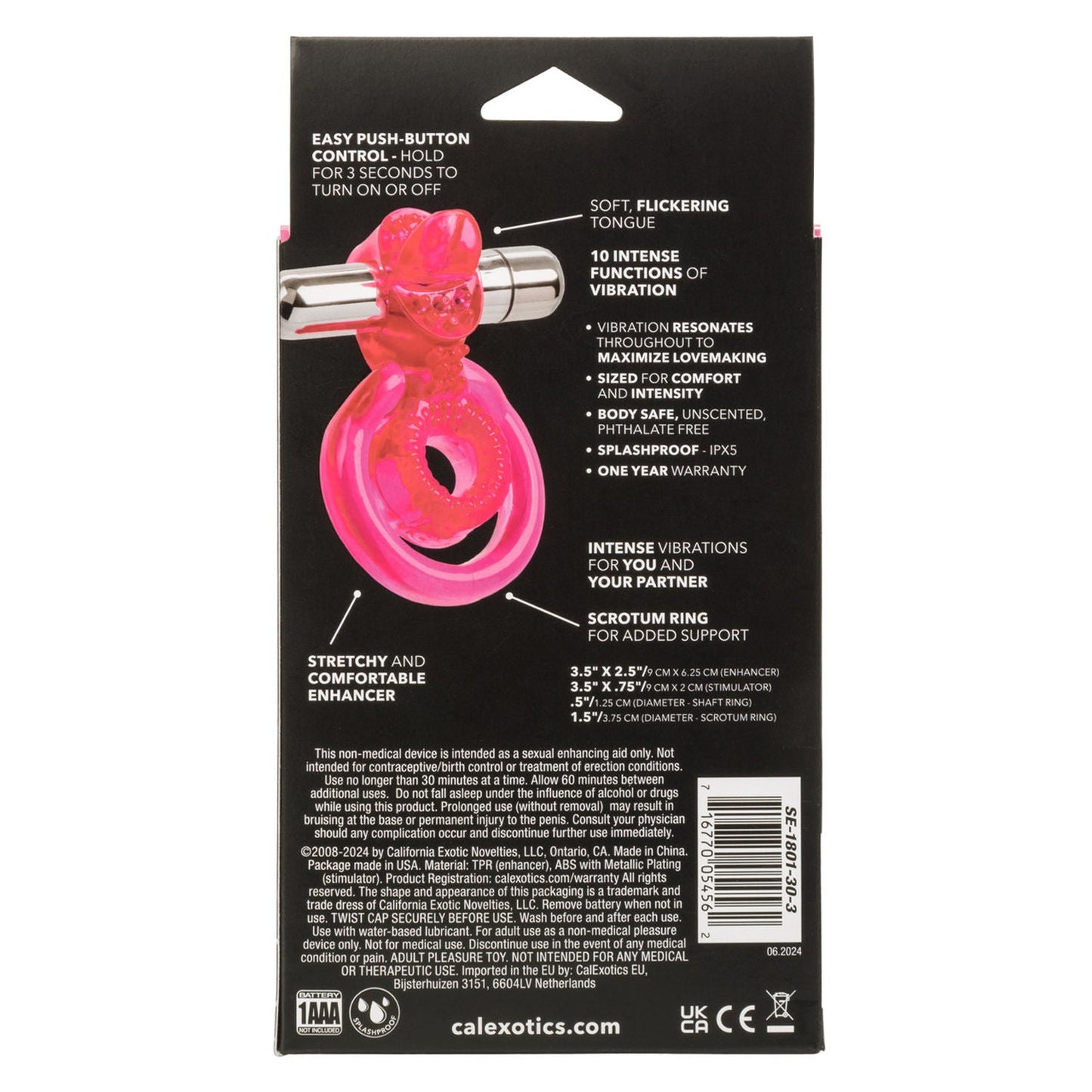 Dual Clit Flicker Vibrating Cockring with Removable Stimulator > Cock Ring > Vibrating - Tophatter Daily Deals