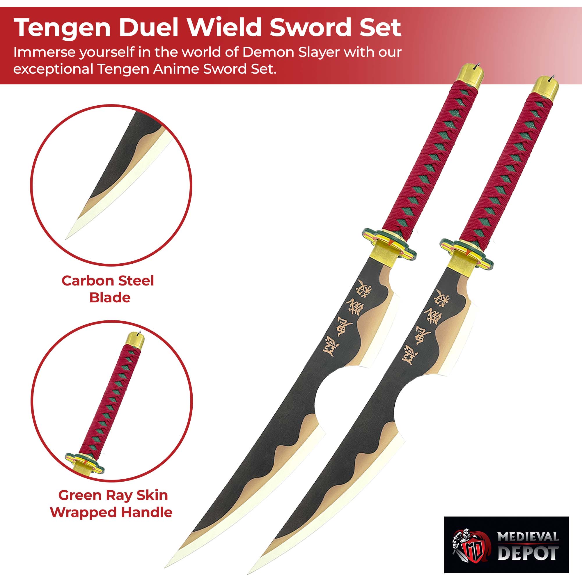 Tengen Demon Slayer Anime Duel Wield Sword Set Swords - Tophatter Daily Deals