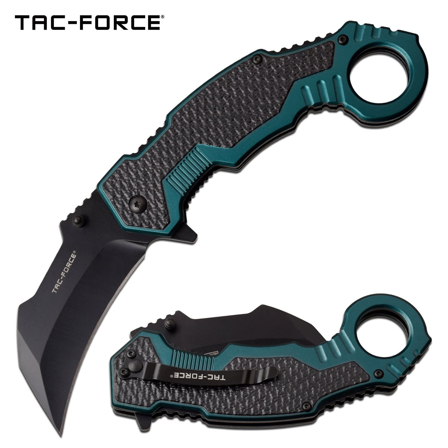 Spring Assist Folding Knife 3" Black Hawkbill Blade Tactical Karambit Green - Tophatter's Guns'N'Weapons Store Collectible Weapons - Tophatter Daily Deals