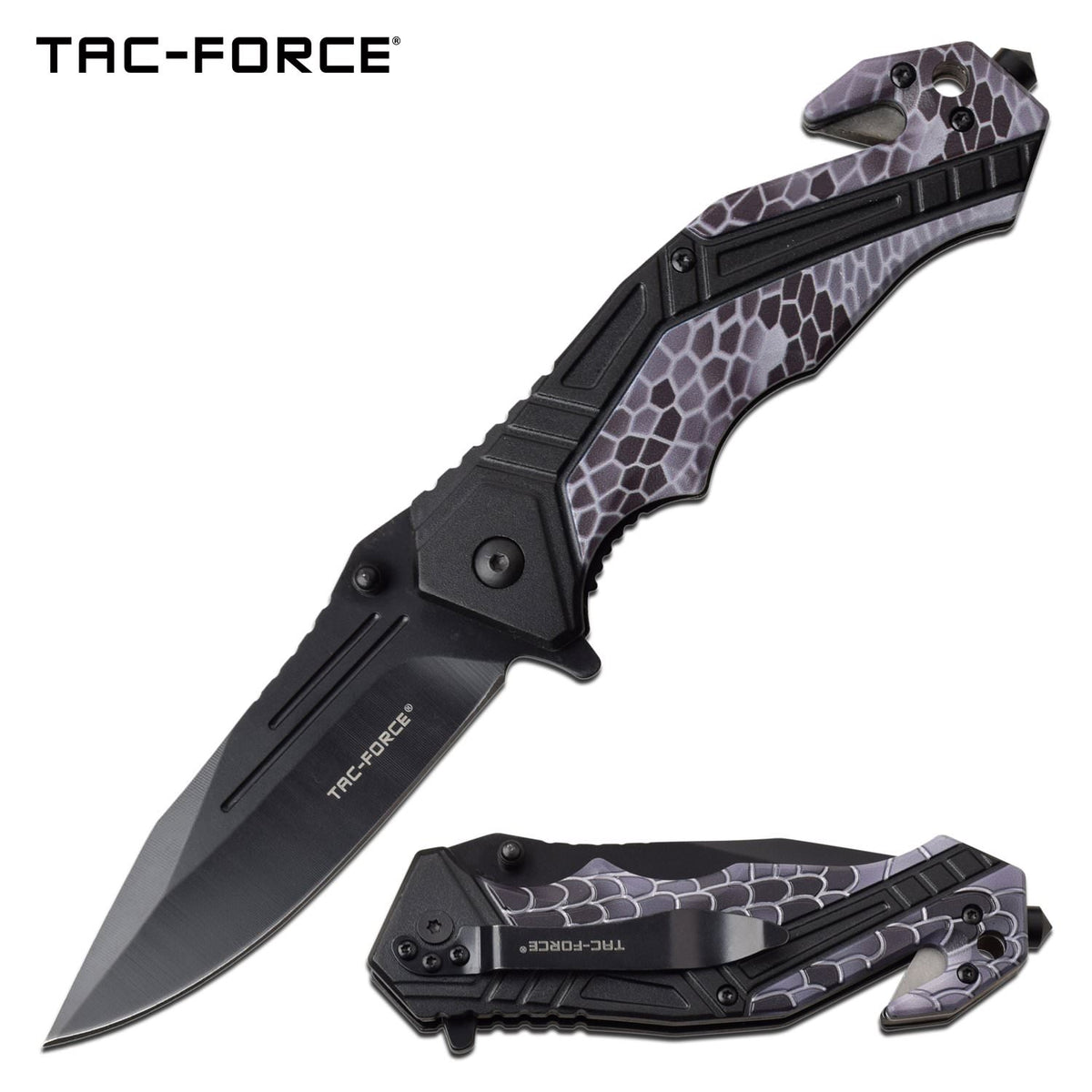 Tactical Pocket Knife Spring Assisted Knife Black Gray Camo - Tophatter's Guns'N'Weapons Store Collectible Weapons - Tophatter Daily Deals