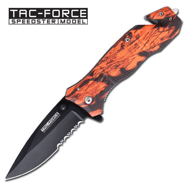 Tac-Force Red Camo Spring Assisted Rescue Knife Knife-Assist - Tophatter Daily Deals