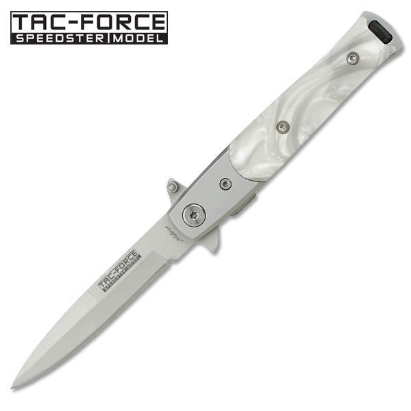 4 Inch Closed Stiletto Style Assisted Knife With White Pearl Handle - Tophatter's Guns'N'Weapons Store Collectible Weapons - Tophatter Daily Deals