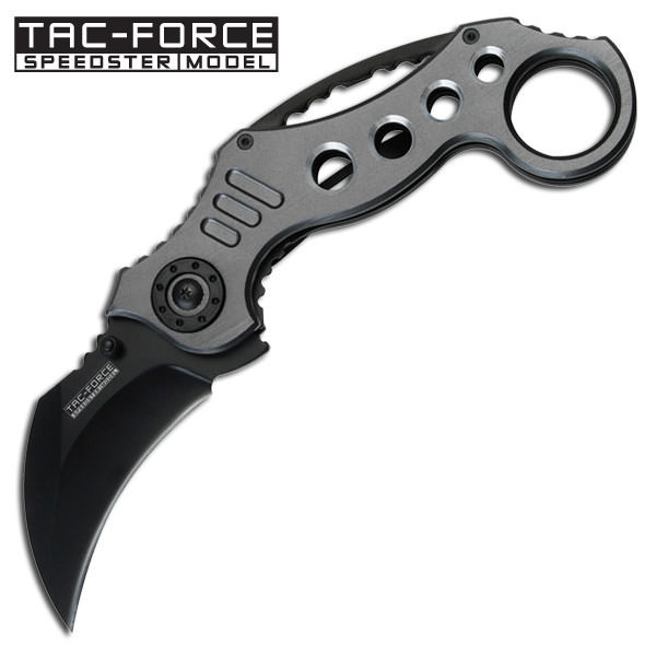 5" Grey Karambit Spring Assisted Combat Folding Knife - Tophatter's Guns'N'Weapons Store Collectible Weapons - Tophatter Daily Deals