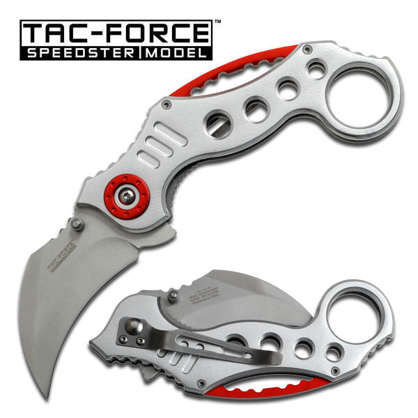 Spring Assist - 'Legal Automatic' Knife - Silver Karambit Tactical - Tophatter's Guns'N'Weapons Store Collectible Weapons - Tophatter Daily Deals