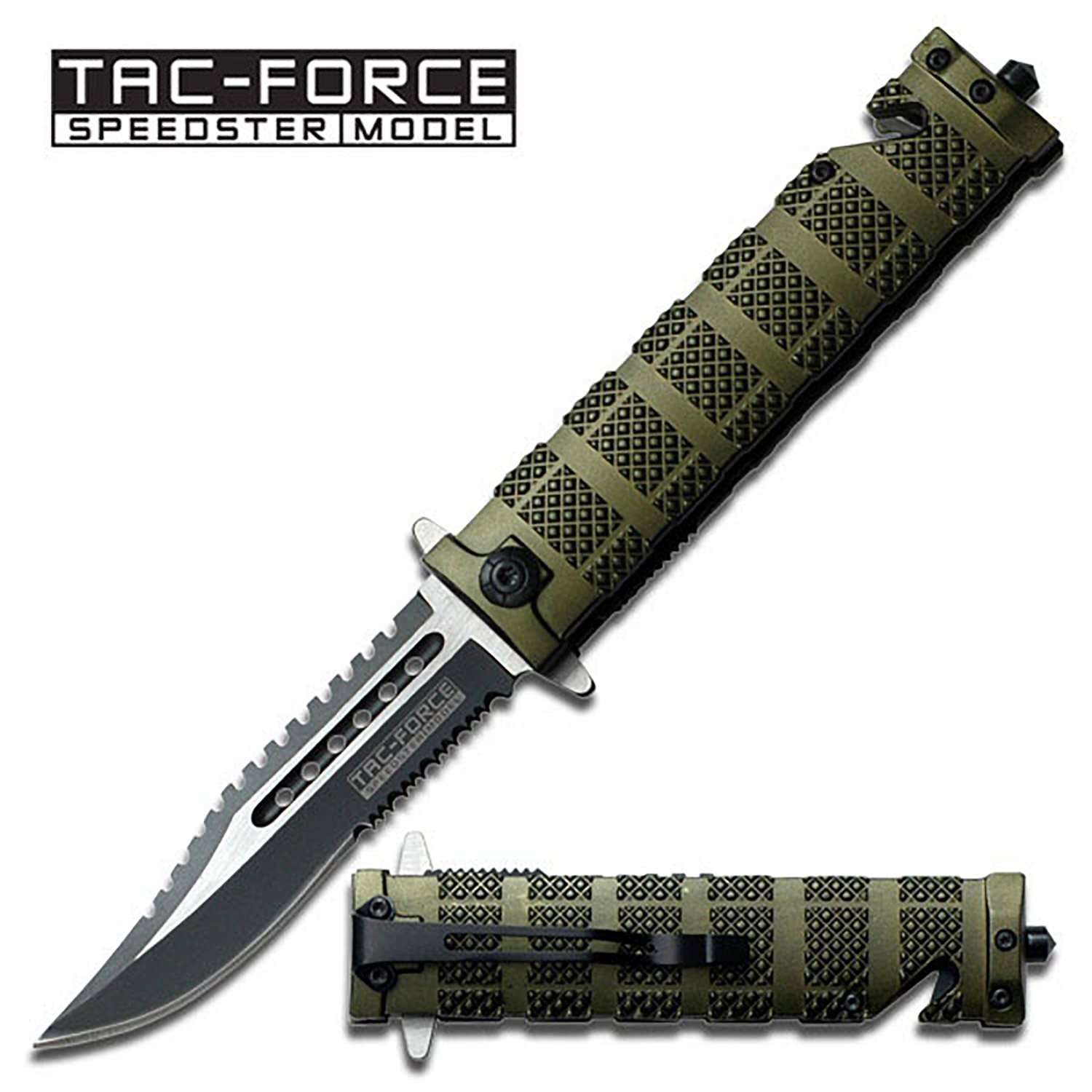 Spring Assist - 'Legal Auto Knife' - Green Tactical Fighter - Tophatter's Inc. Weapons Store Online Collectible Weapons - Tophatter Daily Deals