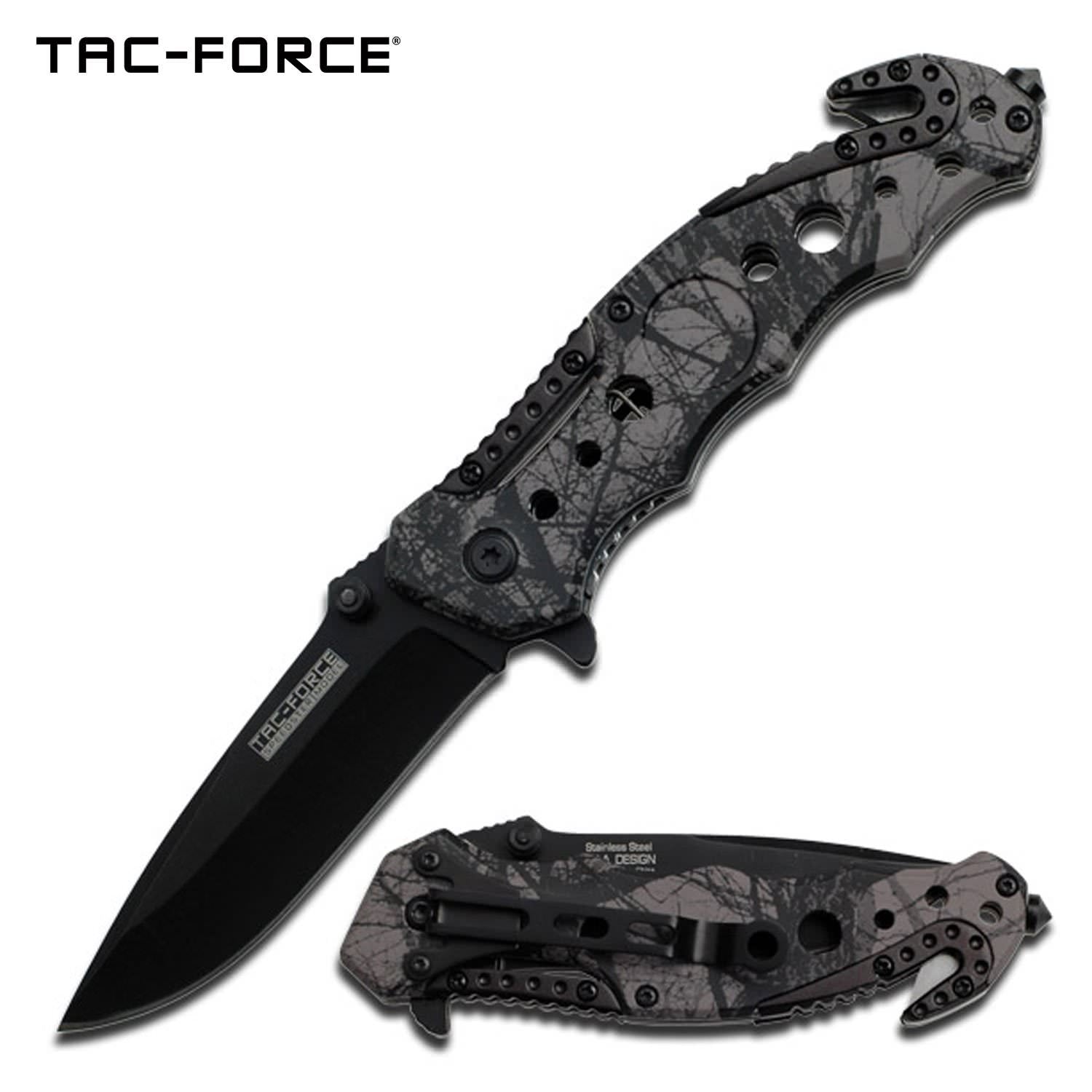 Camo Black Blade Rescue EDC Spring-Assist Folding Pocket Knife - Tophatter's Army Products & Self Defense Collectible Weapons - Tophatter Daily Deals