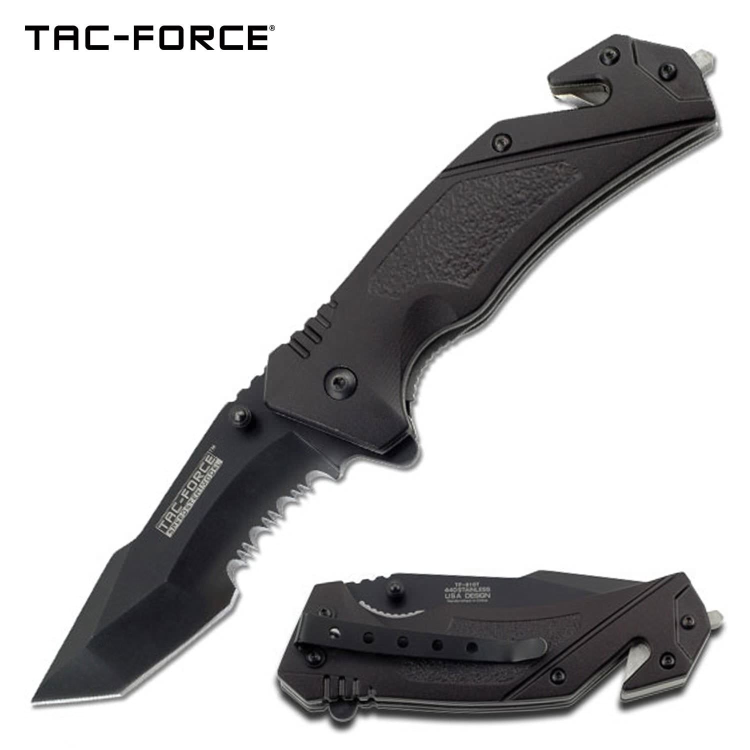 Tac-Force Tactical Rescue Spring Assisted Opening Knife with Tanto Blade - Tophatter's Guns'N'Weapons Store - FREE SHIPPING Collectible Weapons - Tophatter Daily Deals