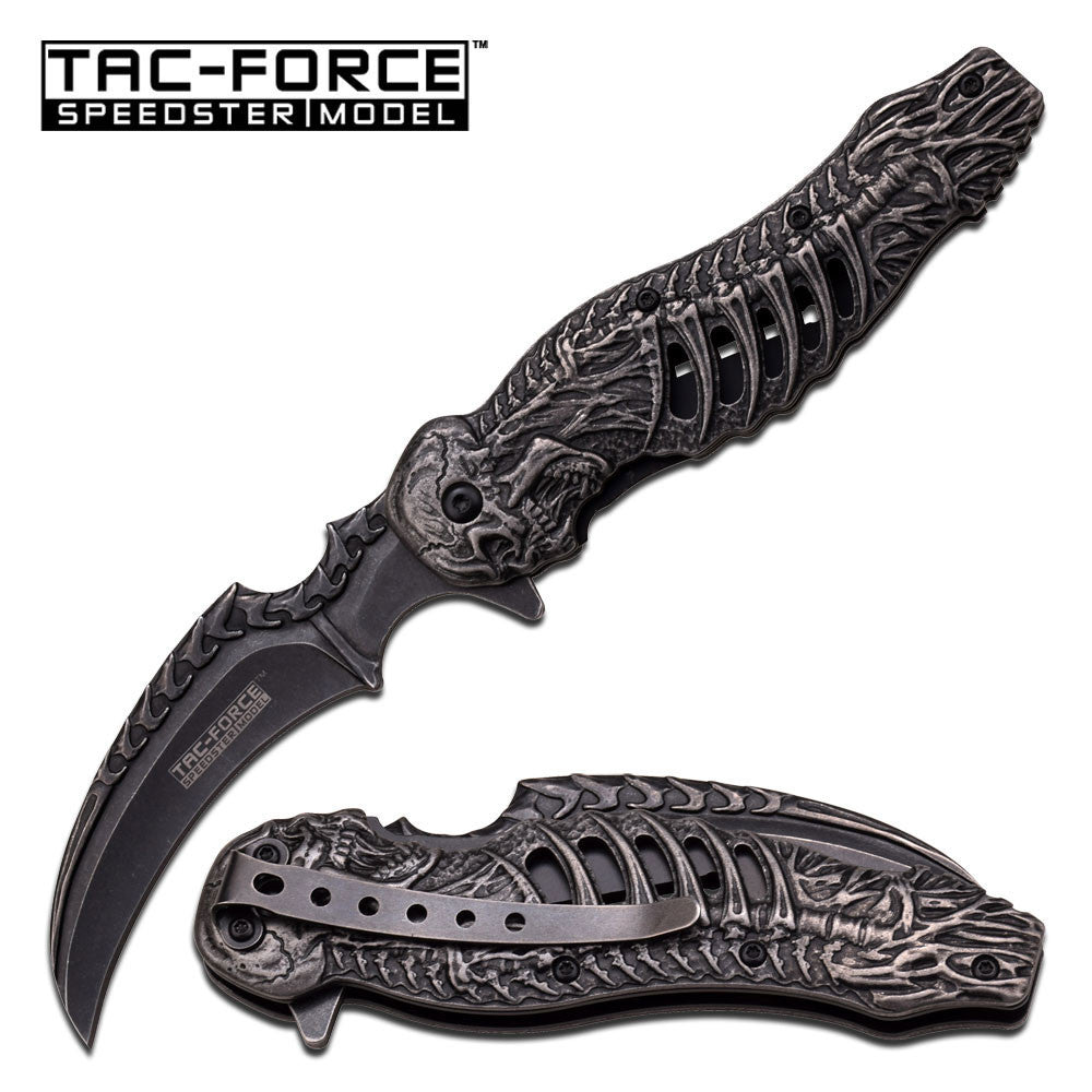 Skull Ribcage Spring Assisted Knife Skeleton Claw Folding Karambit Knife-Assist - Tophatter Daily Deals