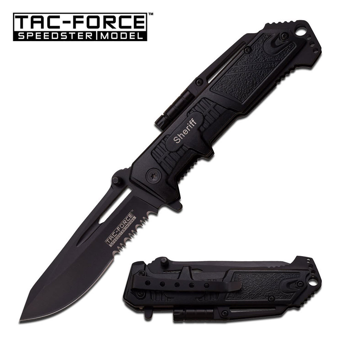 Tac-Force 4.75 Inch Spring Assisted LED Knife Sheriff - TOPHATTER'S ARMORY DEALS Collectible Weapons - Tophatter Daily Deals