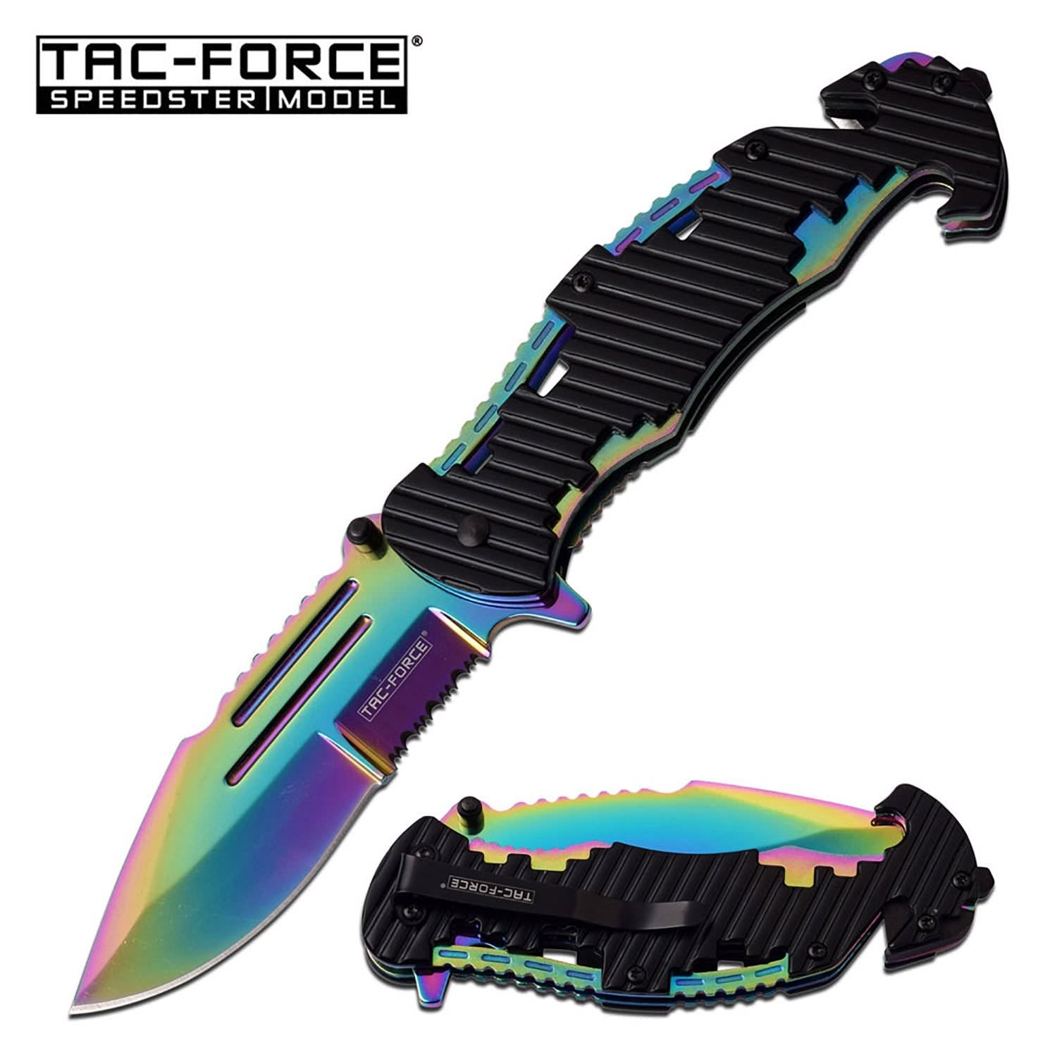 Tac-Force 8.5" Iridescent Butterfly Style Spring Assisted Opening Pocket Knife - Tophatter's Guns'N'Weapons Store Collectible Weapons - Tophatter Daily Deals