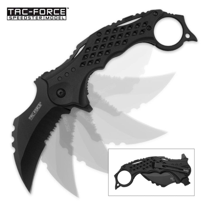 Tac Force NightClaw Assisted Opening Folding Karambit - Matte Black Knife-Assist - Tophatter Daily Deals