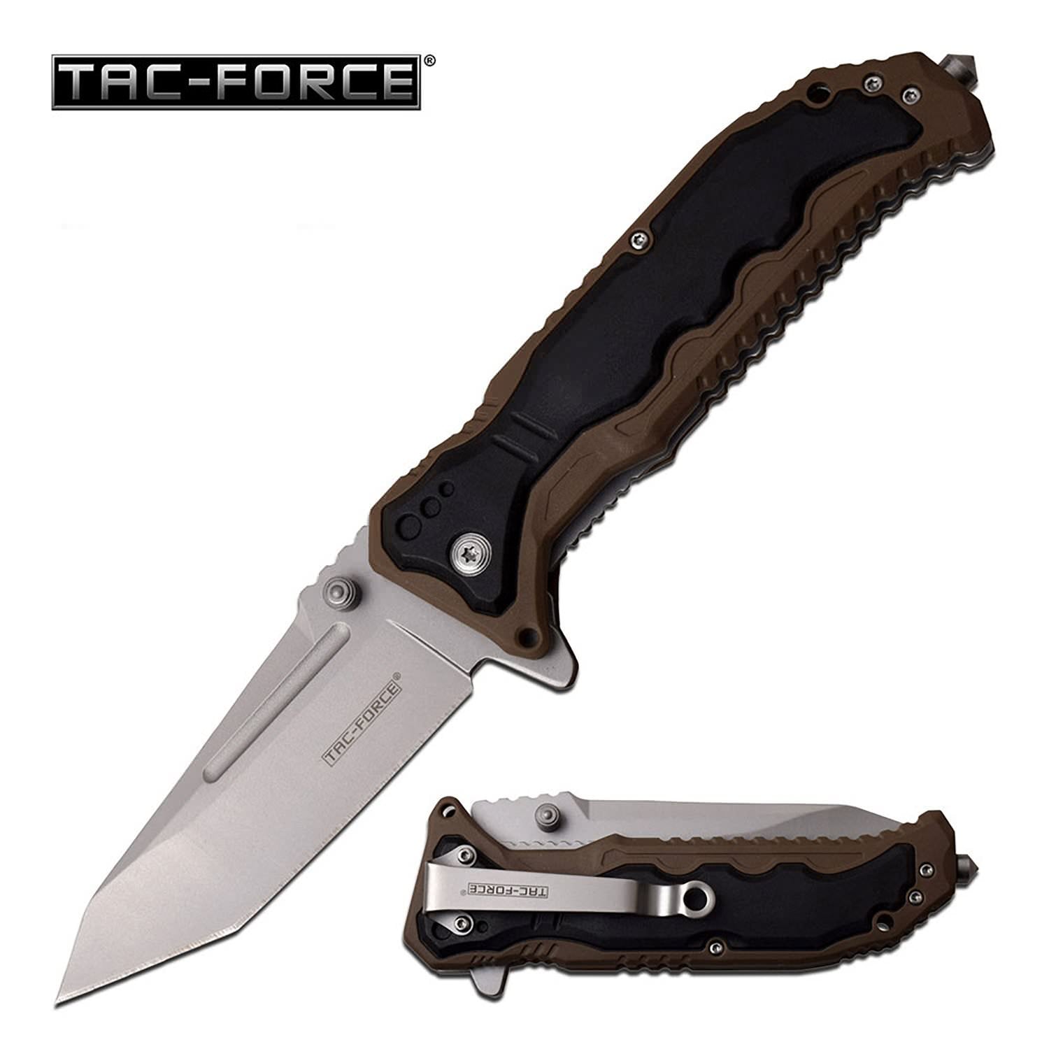 3.75" Tanto Blade Spring Assist Folding Pocket Knife Black Tan - Tophatter's Guns'N'Weapons Store Collectible Weapons - Tophatter Daily Deals