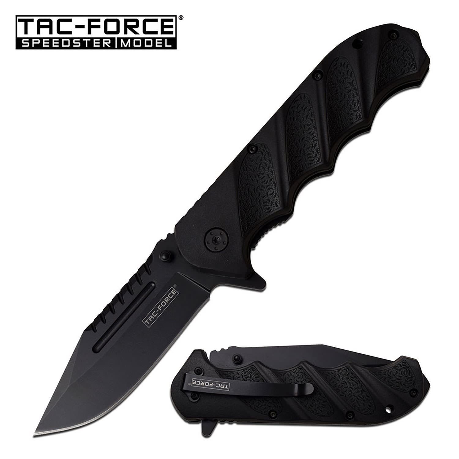 Spring Assist Folding Knife Tactical Black Clip Point Blade EDC - Tophatter's Guns'N'Weapons Store Collectible Weapons - Tophatter Daily Deals