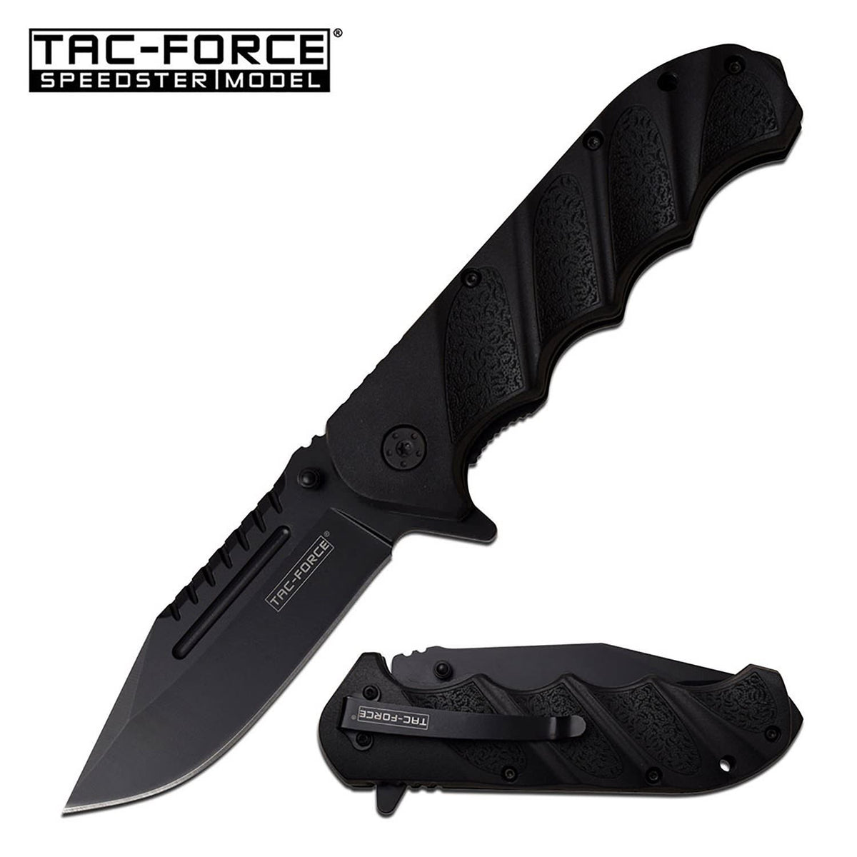 Spring Assist Folding Knife Tactical Black Clip Point Blade EDC - TOPHATTER'S ARMORY DEALS Collectible Weapons - Tophatter Daily Deals