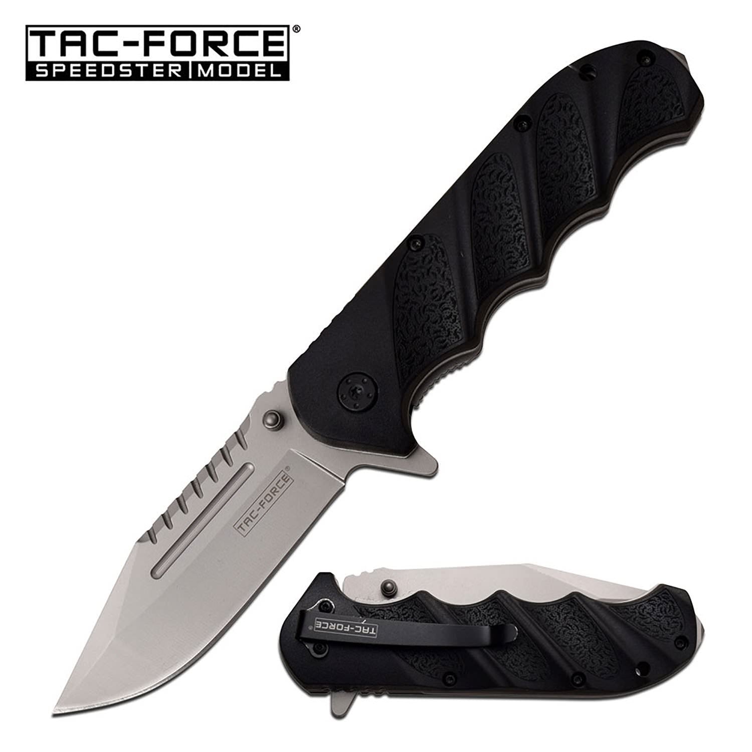 Spring Assist Folding Knife Tactical Silver Blade Black Handle EDC - Tophatter's Guns'N'Weapons Store Collectible Weapons - Tophatter Daily Deals