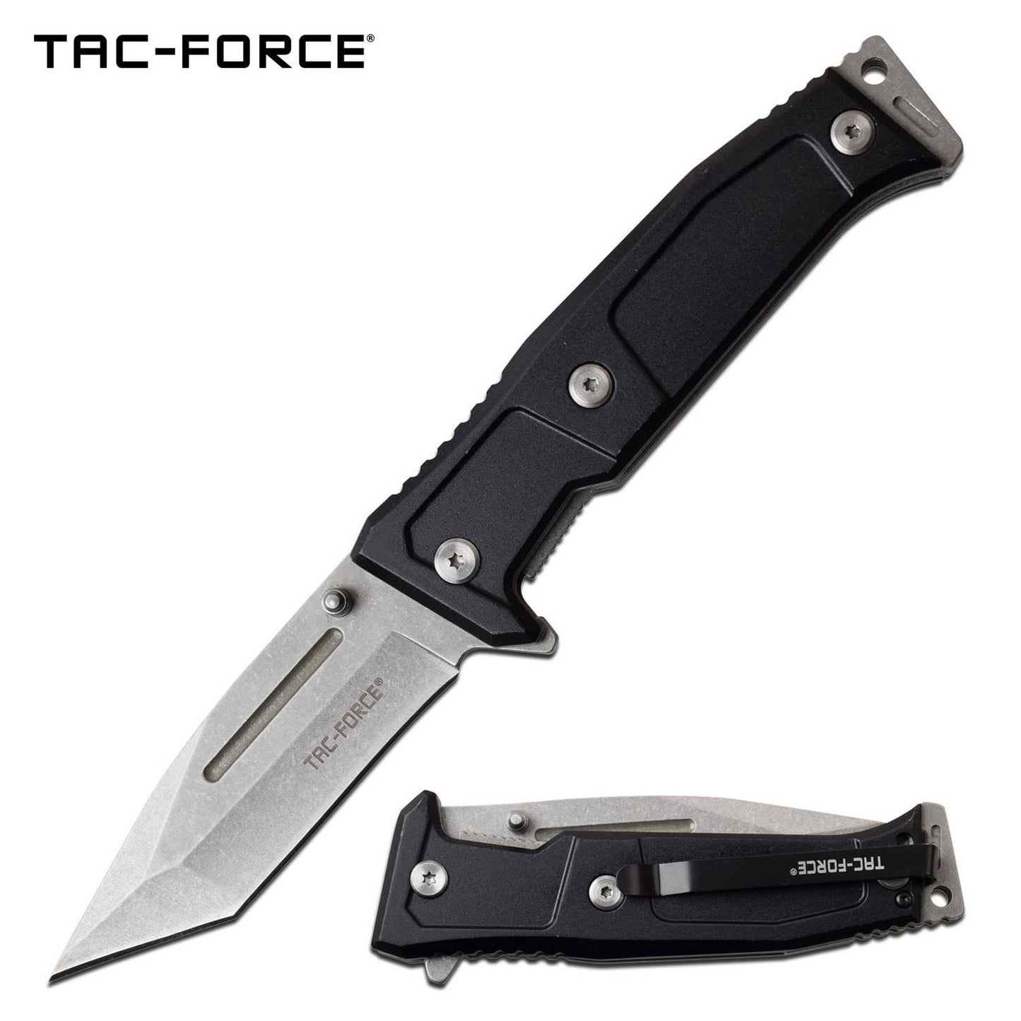 3.6" Tanto Blade Black Tactical EDC Spring-Assist Folding Knife - Tophatter's Guns'N'Weapons Store Collectible Weapons - Tophatter Daily Deals