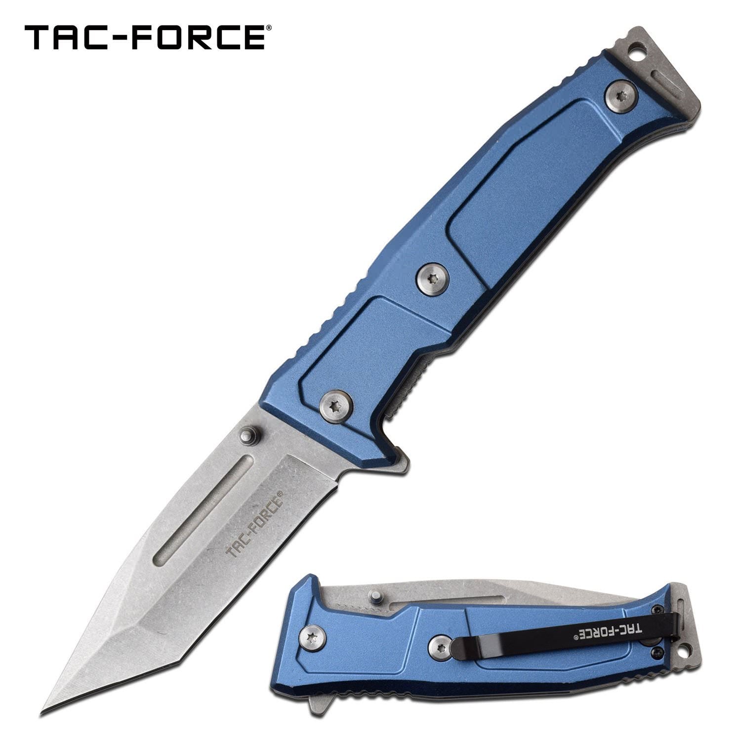 3.6" Tanto Blade Gray Tactical EDC Spring-Assist Folding Knife - Tophatter's Guns'N'Weapons Store Collectible Weapons - Tophatter Daily Deals