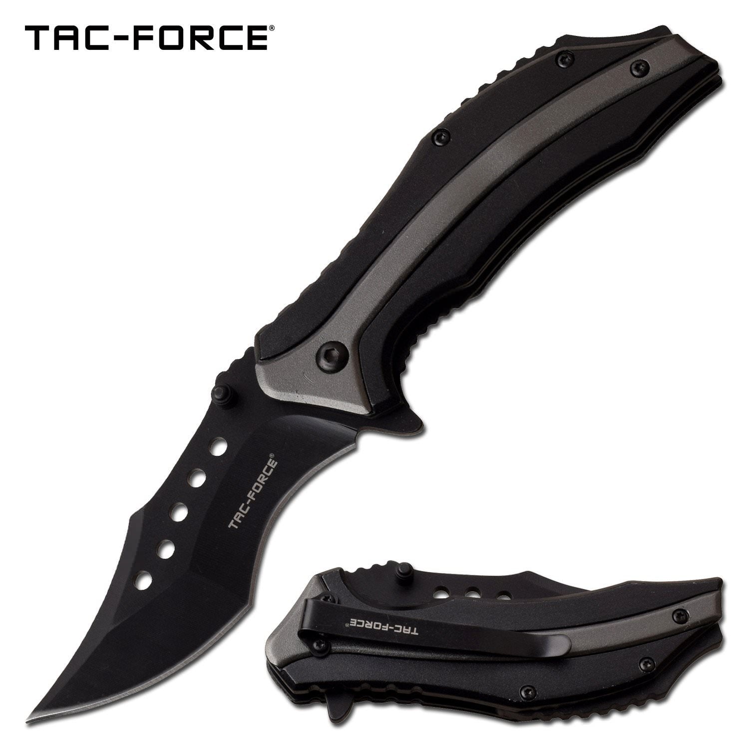 Pocket Knife Spring Assist Black Gray Aluminum Handle - Tophatter's Guns'N'Weapons Store Collectible Weapons - Tophatter Daily Deals