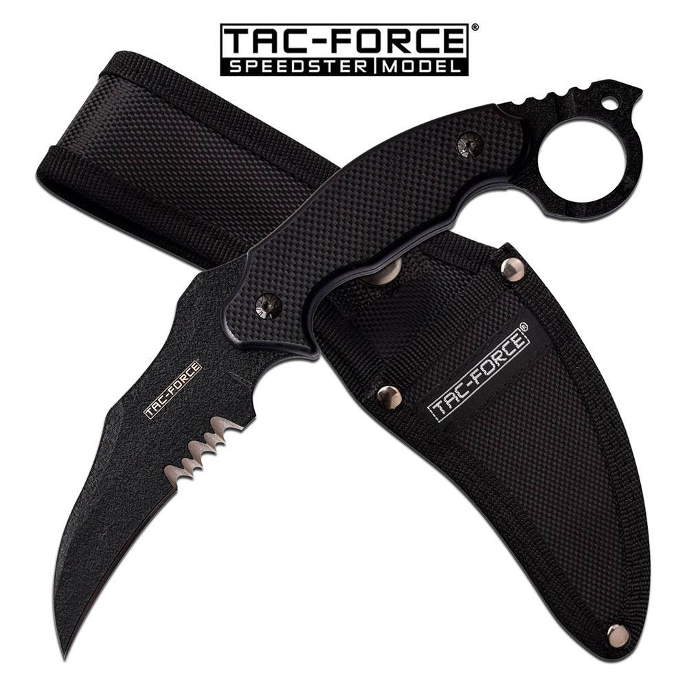 4" Serrated Black Blade Full Tang Combat Tactical Karambit Knife Collectible Weapons - Tophatter Daily Deals